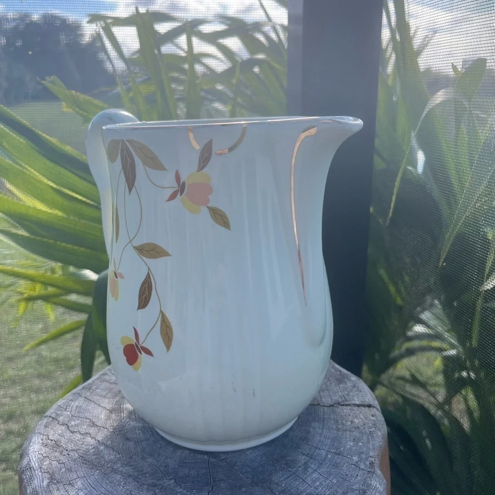 Porcelain Autumn Leaf Pitcher, Hall Superior Quality Kitchenware, Mary Dunbar